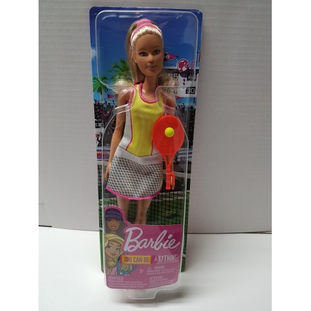 Barbie Blonde Tennis Player Doll with Tennis Outfit, Racket and Ball