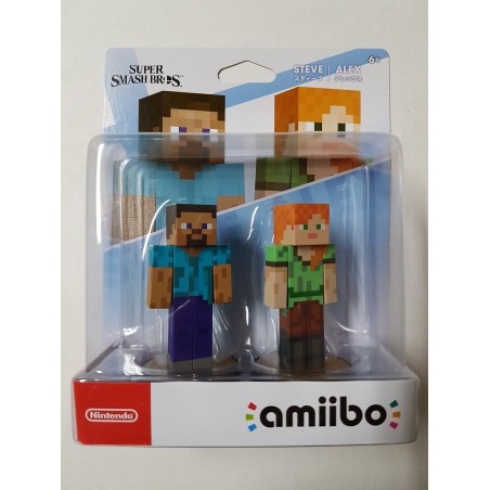 Steve + Alex Super Smash Bros Series Minecraft Amiibo Figurine