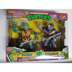 Leonardo vs Rocksteady Teenage Mutant Ninja Turtles Playmates TMNT 2-Pack