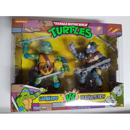 Leonardo vs Rocksteady Teenage Mutant Ninja Turtles Playmates TMNT 2-Pack